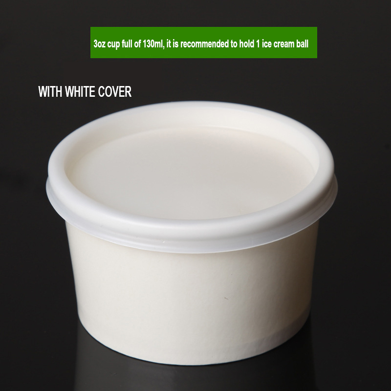 costom 3/5/8oz White Disposable Ice Cream double skin milk yogurt Paper Cup with logo