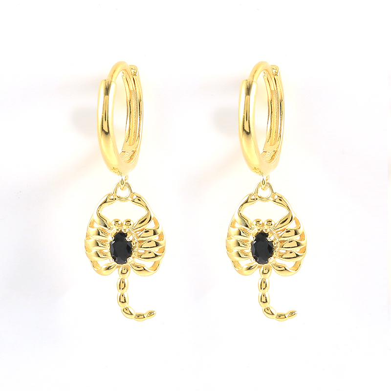 2021 NEW 925 Sterling Silver Summer Beach animal Scorpion Shape 18k gold plated hoop earrings for women