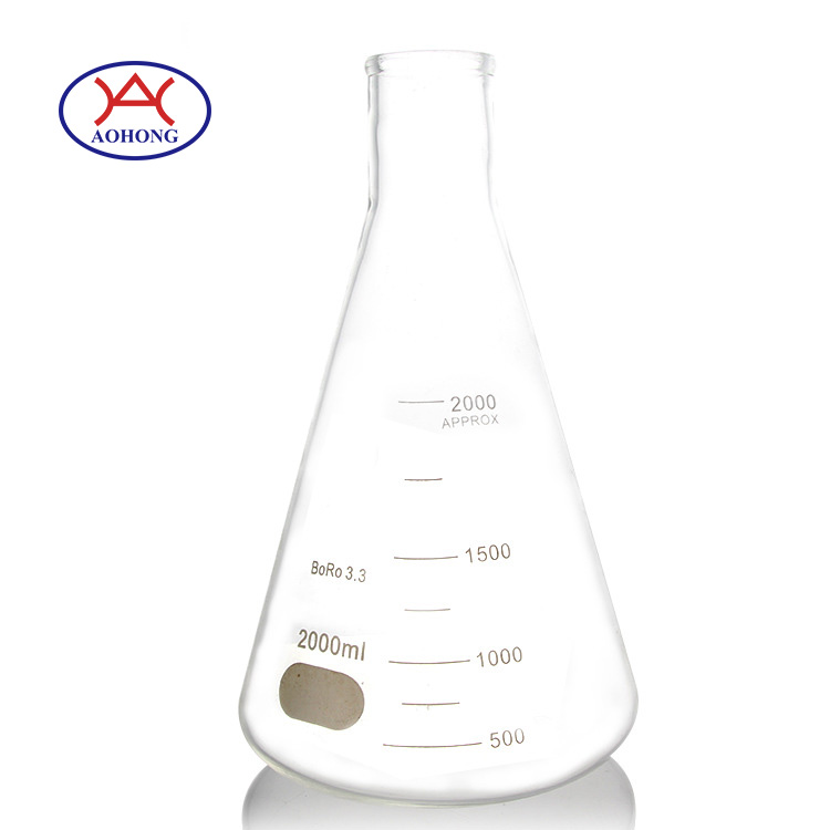 Лабораторная колба Erlenmeyer с узким горлышком на заказ, 1000 мл, коническая, с плоским дном
