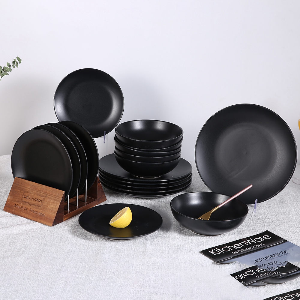 European Modern Cheap Ceramics Plates, Custom Logo Fine Porcelain Hotel Black Dinner Plates for Restaurants