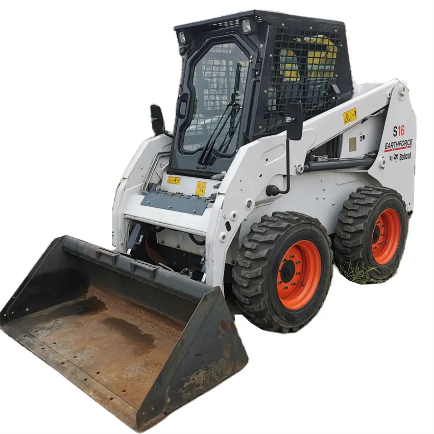 Б/у мини-погрузчик с бортовым поворотом Bobcat в хорошем состоянии, мини-экскаватор-погрузчик BOBCAT S16, маленький экскаватор-погрузчик CE
