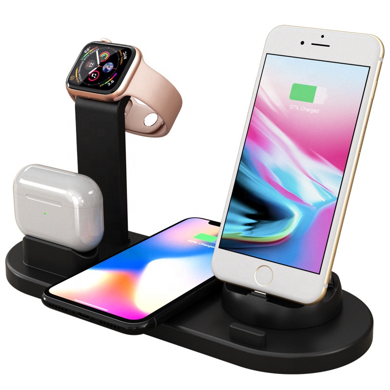 4 в 1 беспроводная зарядная подставка для Apple Watch 6 5 4 3 2 iPhone 11 X XS XR 8 Airpods Pro 10 Вт Qi быстрое зарядное устройство док-станция