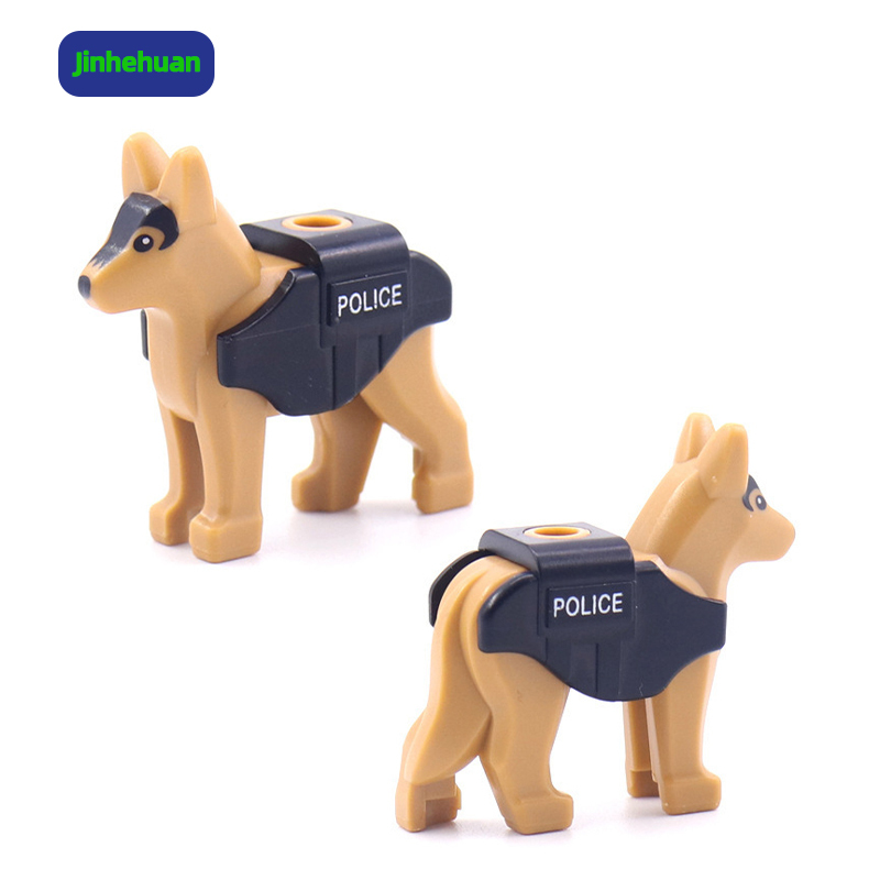 MOC Police Dog Kids Plastic Assembly Military Building Blocks Toys Mini Soldier Army Figure Weapon Bricks Set Accessories