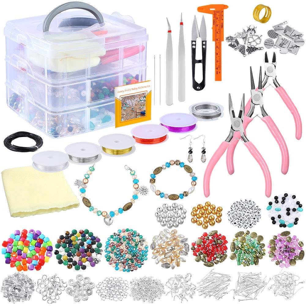Women Volcanic Stone Crystal Combination Set Acrylic Letter Beads Bracelet Sets For luxury Jewelry Diy Needle Sets Making