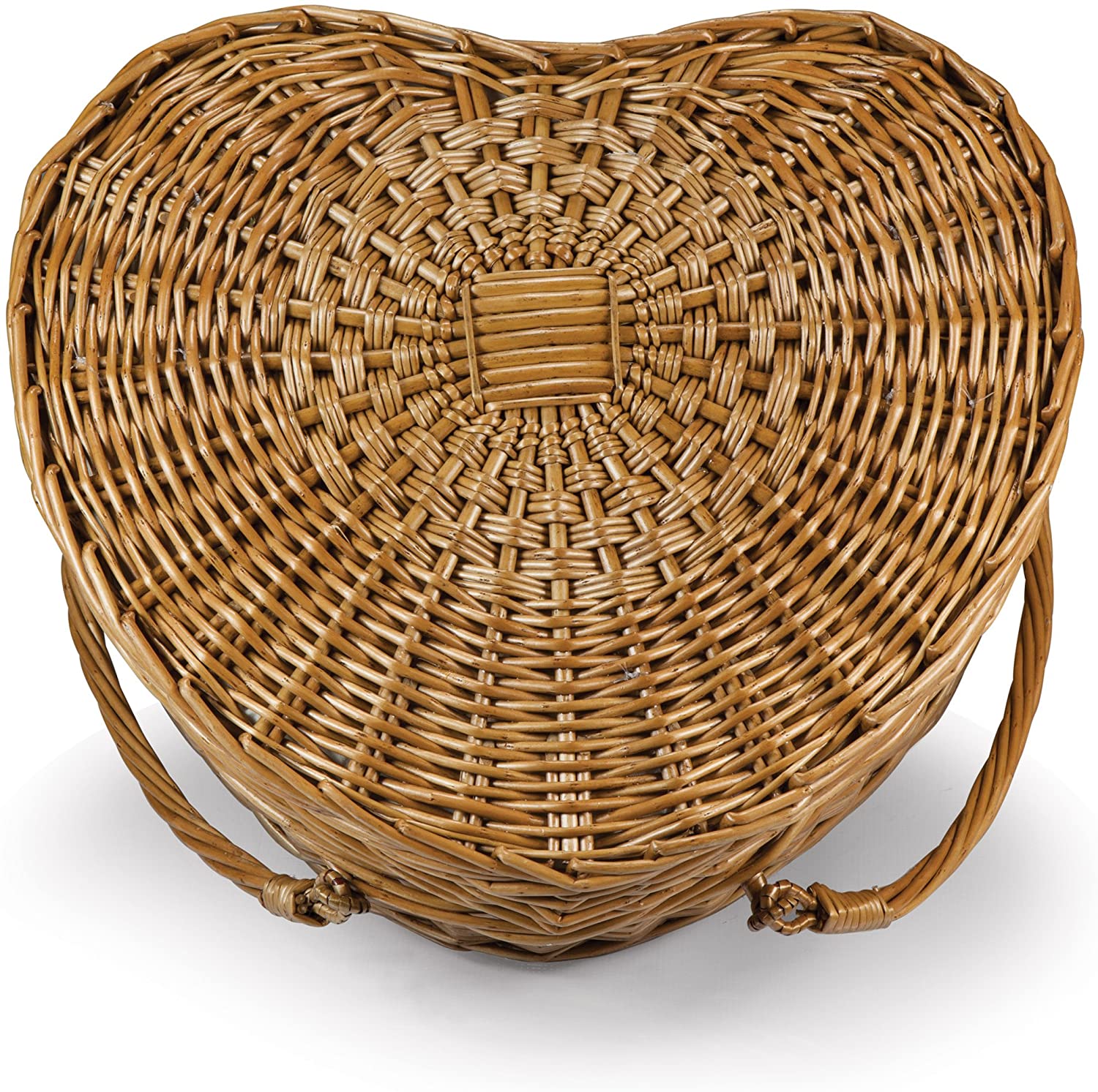 wholesale custom new design heart shape high quality handmade natural rattan wicker set picnic basket