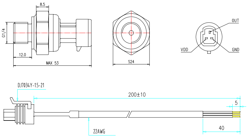 Pressure Sensor HK1100C G1/4in Pressure Sensor DC0.5-4.5V Outpu DC5V Input for Water Air Oil