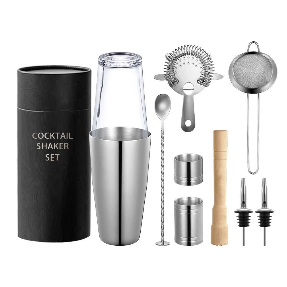 EFINE 9 Pieces Travel Bartender Kit Boston Cocktail Shaker Stainless Steel Bar Set