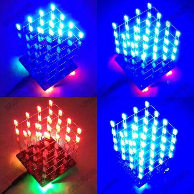 3d4Cube4x4*4 dual color light cube electronic components DIY fog LED lamp KIT Parts products