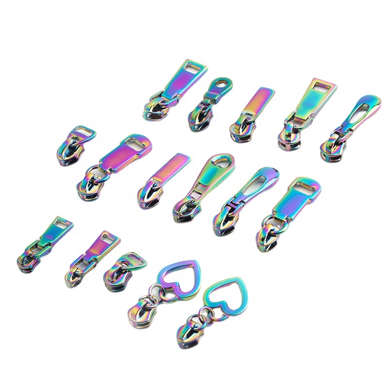 Manufacturing Luggage Rainbow color Puller Zipper Slider Wholesale Zipper Pull Zinc Alloy Zipper Slide