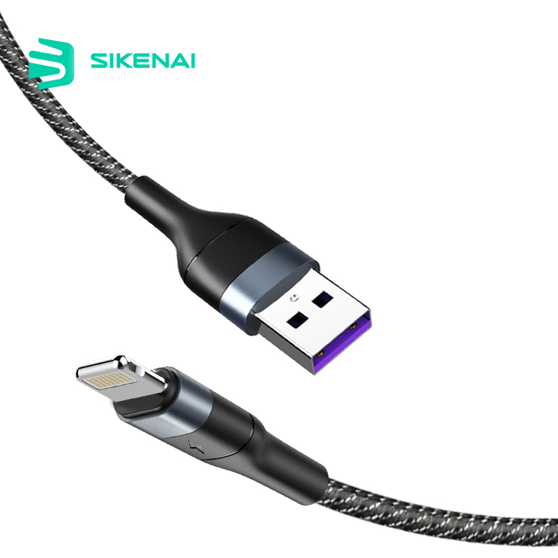 Sikenai 5A нейлоновые плетеные кабели 1,2 м USB-кабель для зарядки и передачи данных для iPhone iPad