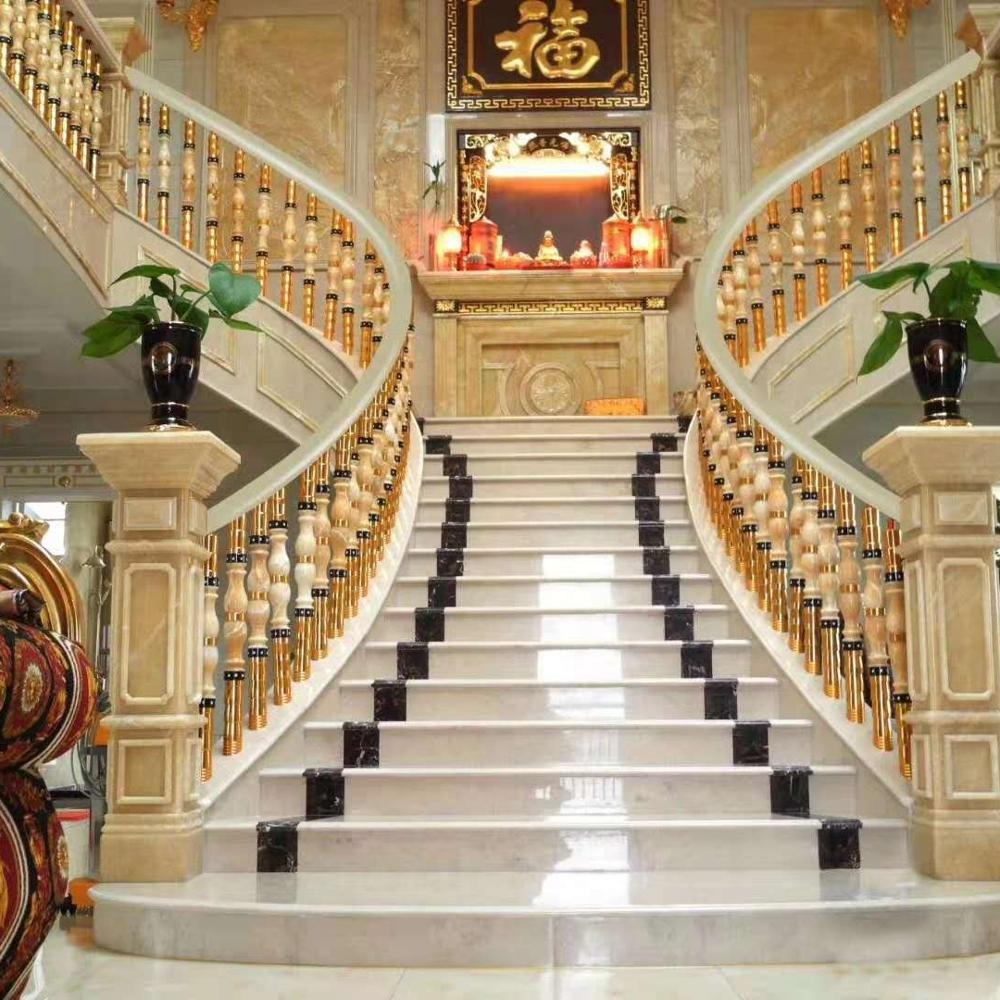 Роскошная интерьерная мраморная лестница, перила, колонна