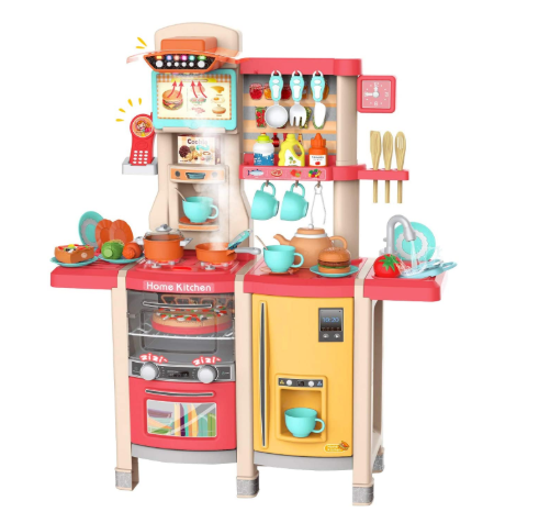 Customizable Pink Pretend Kitchen Playset for Toddlers - Premium Kitchen Accessories Toy