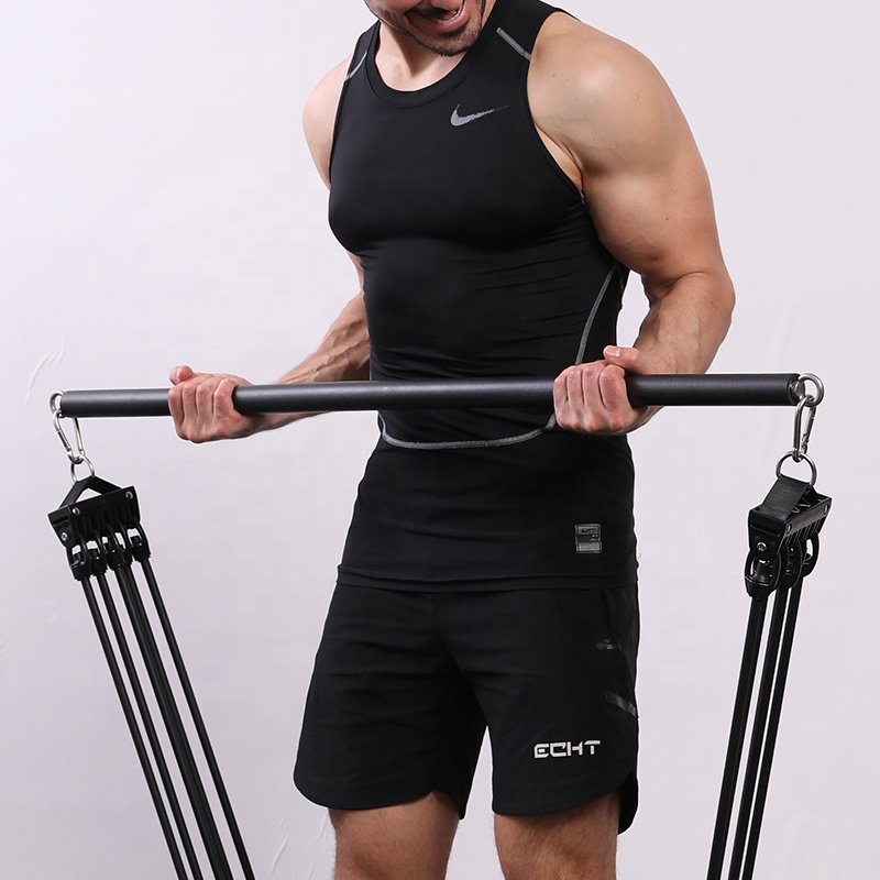 straight rod with bearing ring two section pilates bar