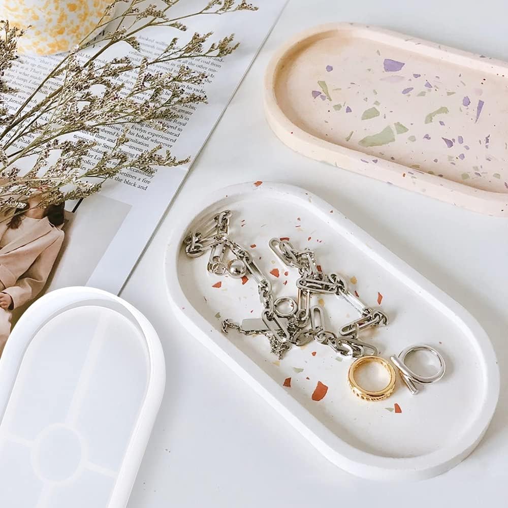 DIY Crystal Epoxy Mold Oval Table Holder Coaster Silicone Mold Resin Making Mirror Tray Mold