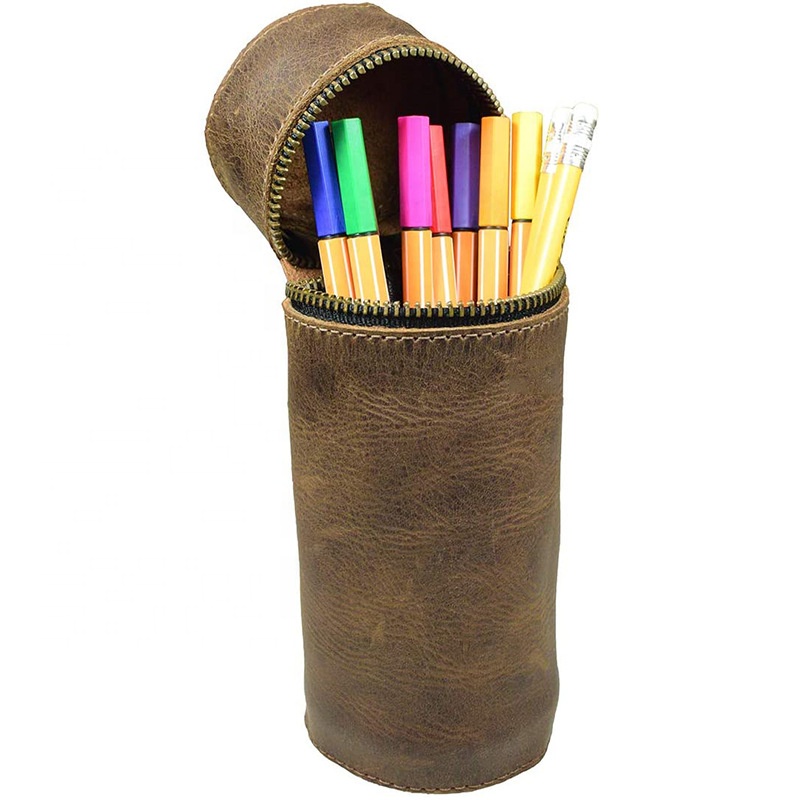Retro Simple Leather Pen Holder Custom Stationery Storage Portable Pen Cover Learning Stationery Factory Direct Sales