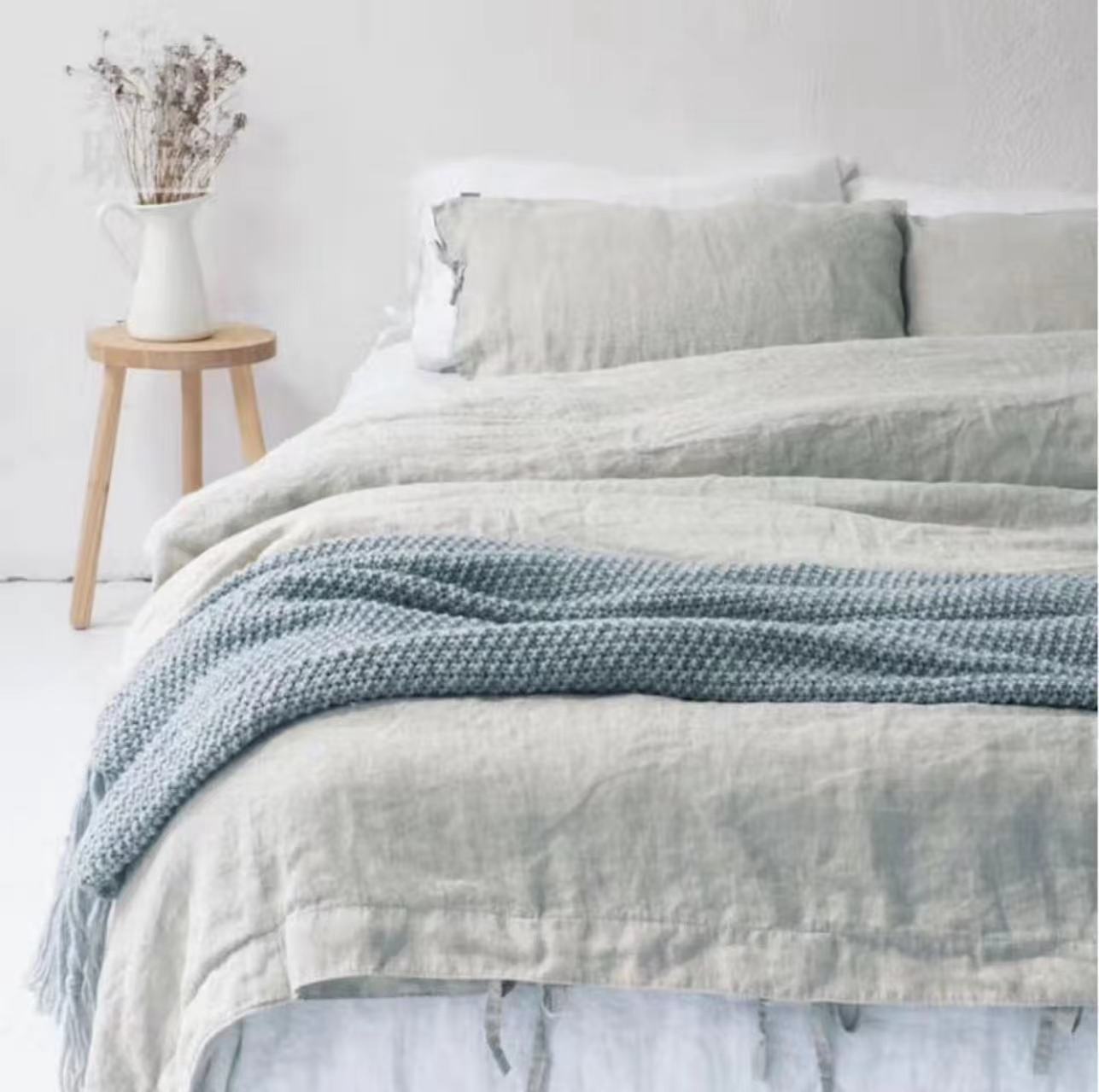 3 piece Linen bedding sets 100% Pure French Linen Duvet cover Sets