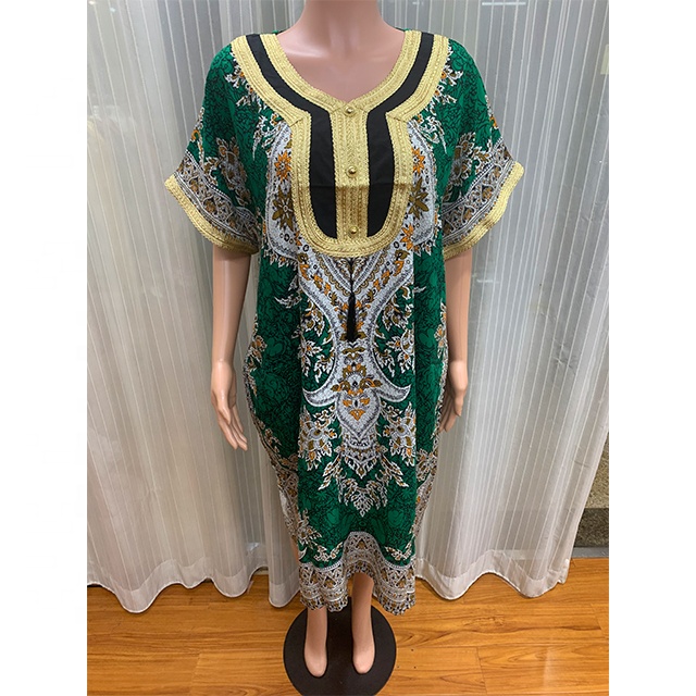 Hot sale summer cotton Factory short sleeve Wholesale Hot sale boubou traditional african style Dashiki Maxi dress for women