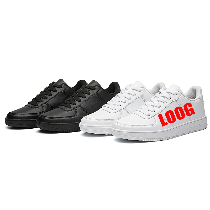Factory wholesale custom LOOG comfortable sneakers casual black and white skateboard shoes