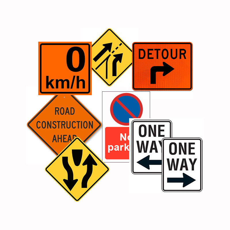 Factory Customized Outdoor Left Right Arrow Detour Pedestrian Reflective Metal Caution Road Signs