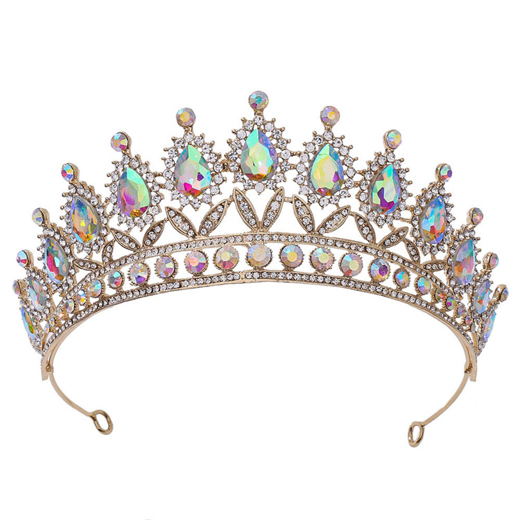 Retro Baroque Gold Crystal Tiara Crowns Diadem for Girl Queen Women Bride Bridal Wedding Hair Jewelry Headpieces
