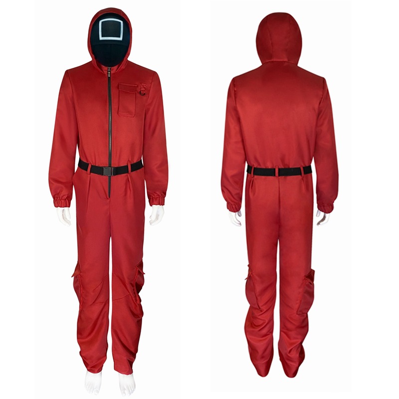 New product hot sale wholesale squid game clothes TV same style masque man boss masque hood garment set