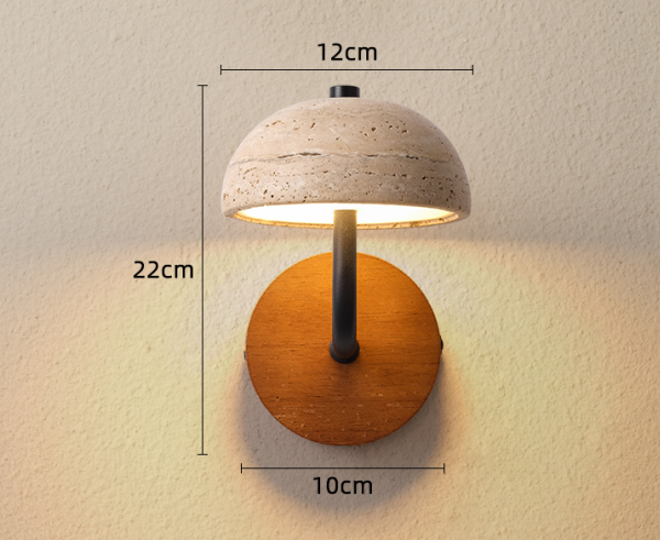 Yellow Travertine Vintage Mushroom Shape Natural Stone Art Wall Lamp Lights Decor Sconce Living Room Decorations For Home Luxury