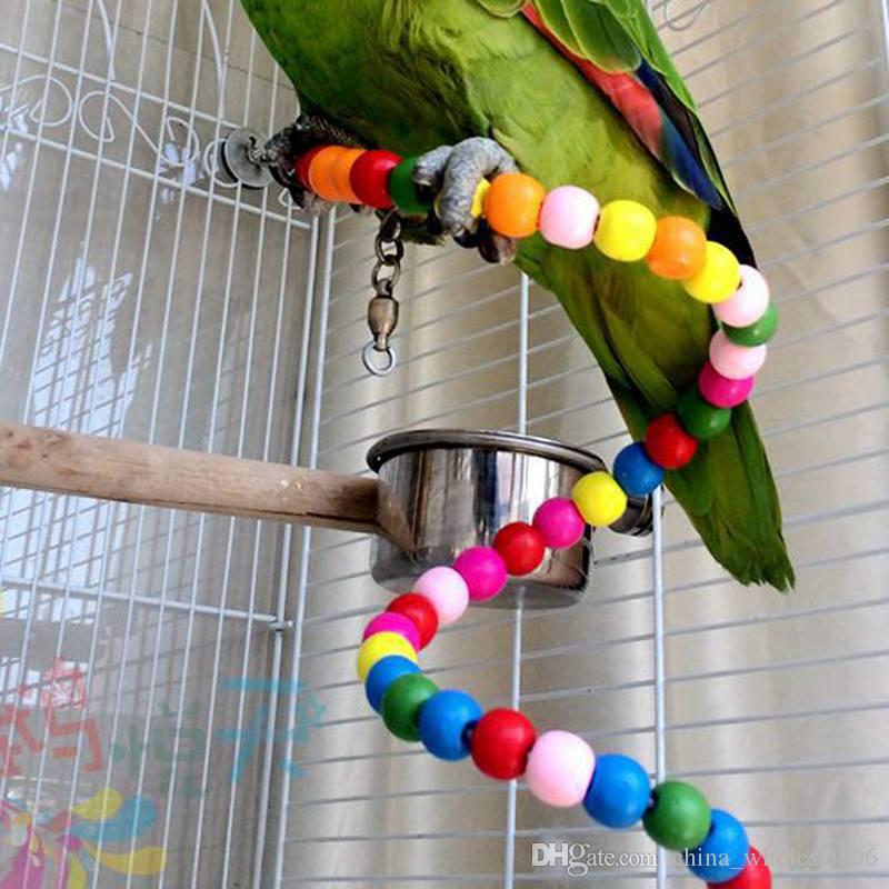 free shipping 1 pcs Wholesale Rainbow Beads Birds Toys Hamster Parrot Toys Stairs Parakeet Swing Exercise Wooden
