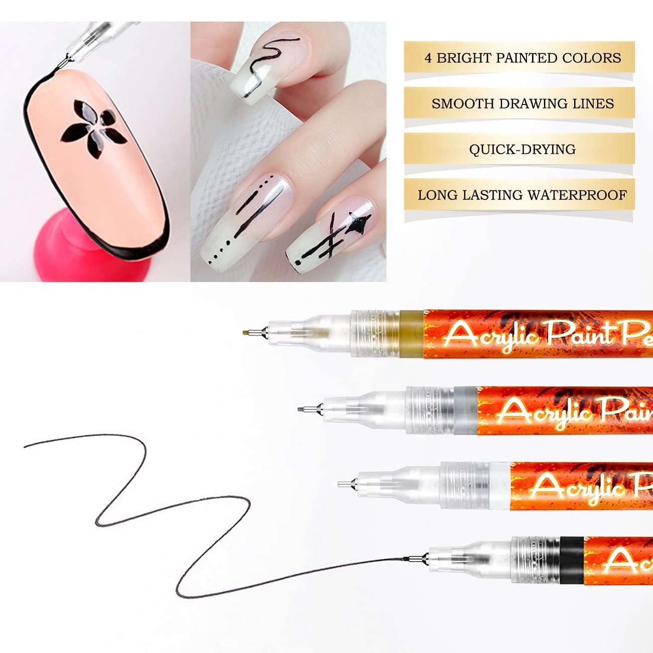 Nail Art Liner Pen Wholesale Water Based Nail Graffiti Pens for Nail Art Supplies Colored