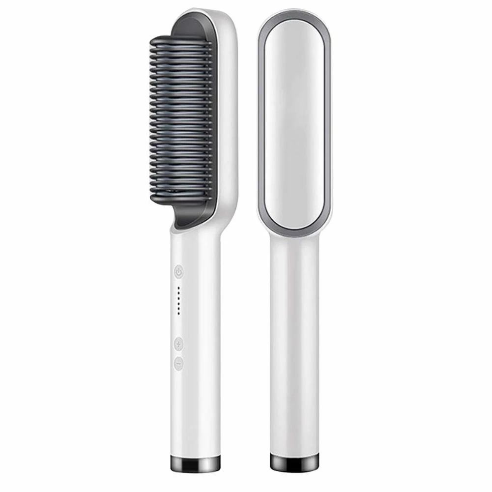 Portable Ceramic Hair Straightener Brush, Ionic Hair Straightener, 2 в 1, Professional Hot Heating Comb