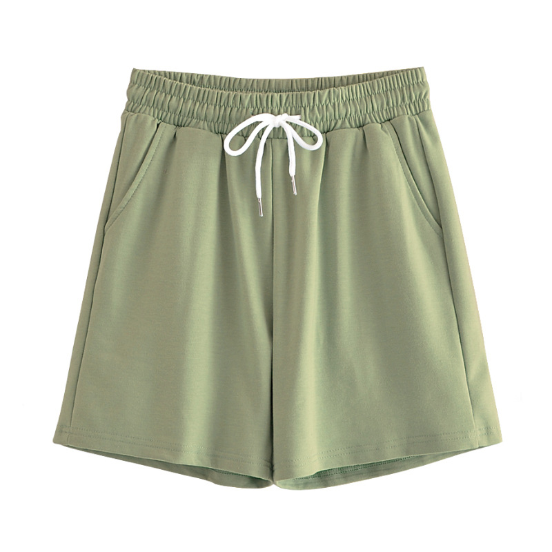 Wholesale 2021 Summer New Solid Color Ladies Cotton Fashion Casual Sports Drawstring Street Wear Short Sweat Shorts For Women