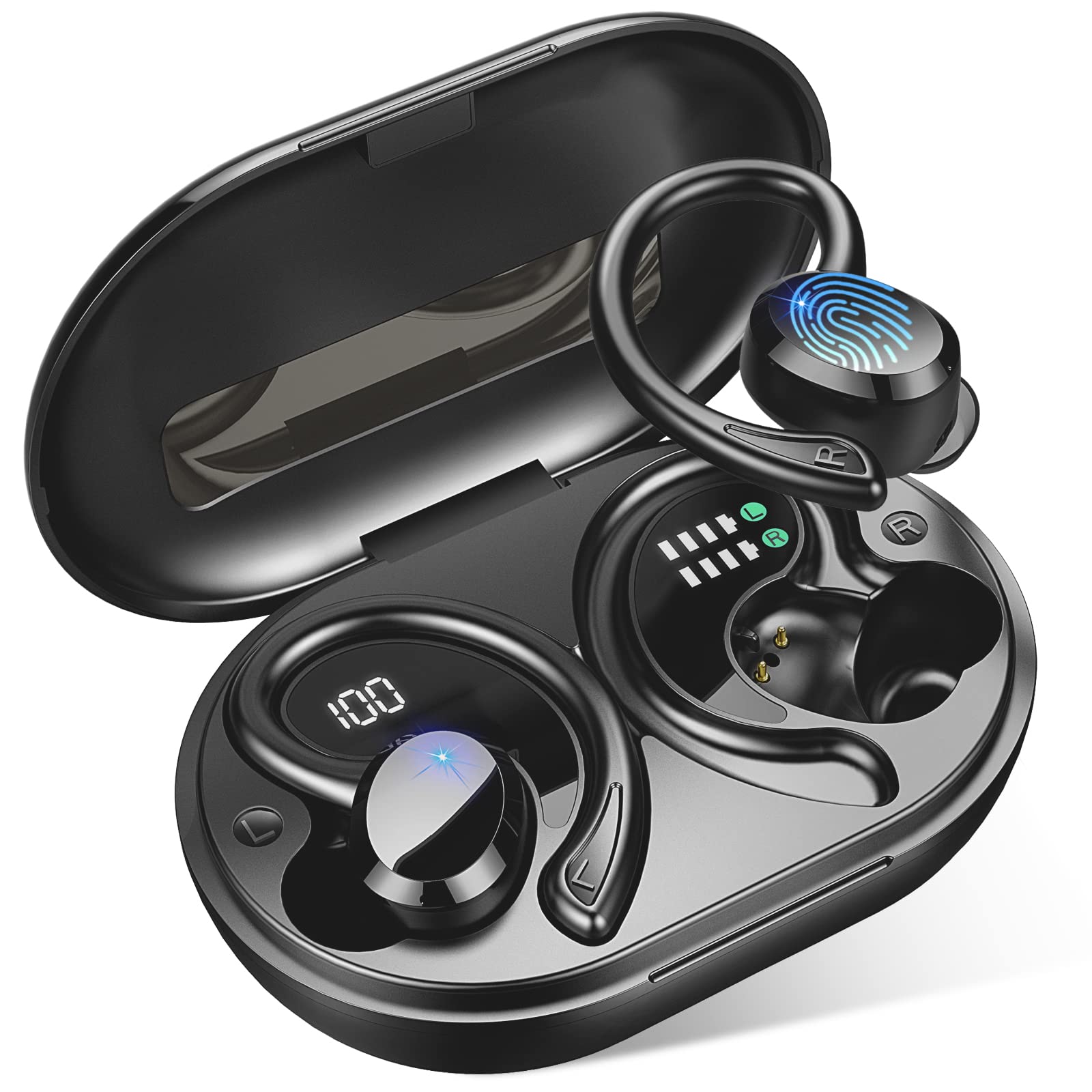 Bluetooth 5,1 наушники с шумоподавлением Беспроводные наушники-вкладыши со светодиодным дисплеем и микрофоном IPX7 водонепроницаемые наушники-вкладыши TWS спортивные наушники с крючком
