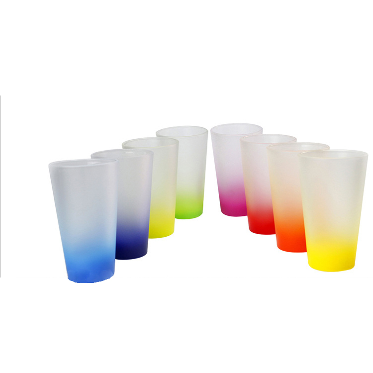 Hot sale glass tumblers sublimation bianks frosted cup 17oz wine tumbler ombre