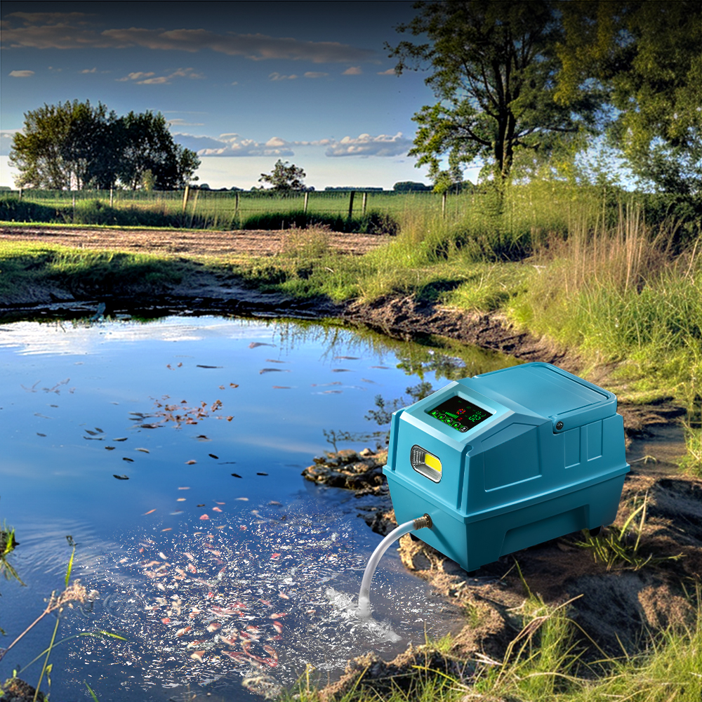 YEE Large Air Volume Oxygen Pump Large Aquarium Portable Lithium Battery Air Pump DC AC Aerator For Fish Farming Pond