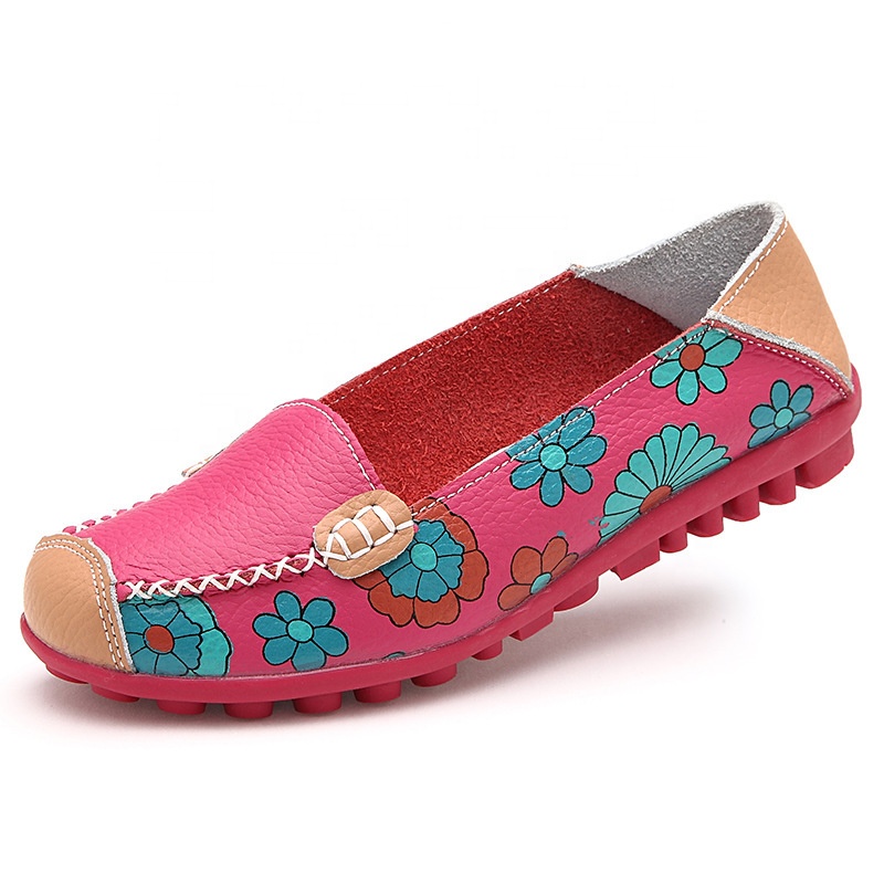 2021 woman genuine leather casual flat lady gentleman ethnic style boat shoes with thick sole made in China