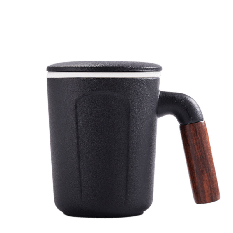 320ml ceramic cup with wood handle coffee cup with filter basket tea mug cups christmas gift