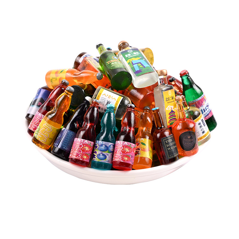 Resin Simulation Beverage Bottle Cream Mobile Phone Case Accessories Doll House Diy Accessories Japanese Miniature Food Toys