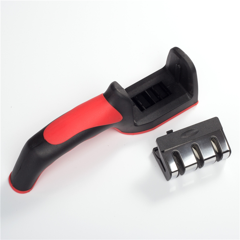 Manual Quick Kitchen Knife Sharpener Professional 3 stages Sharpening Stone With Non slip Rubber handle