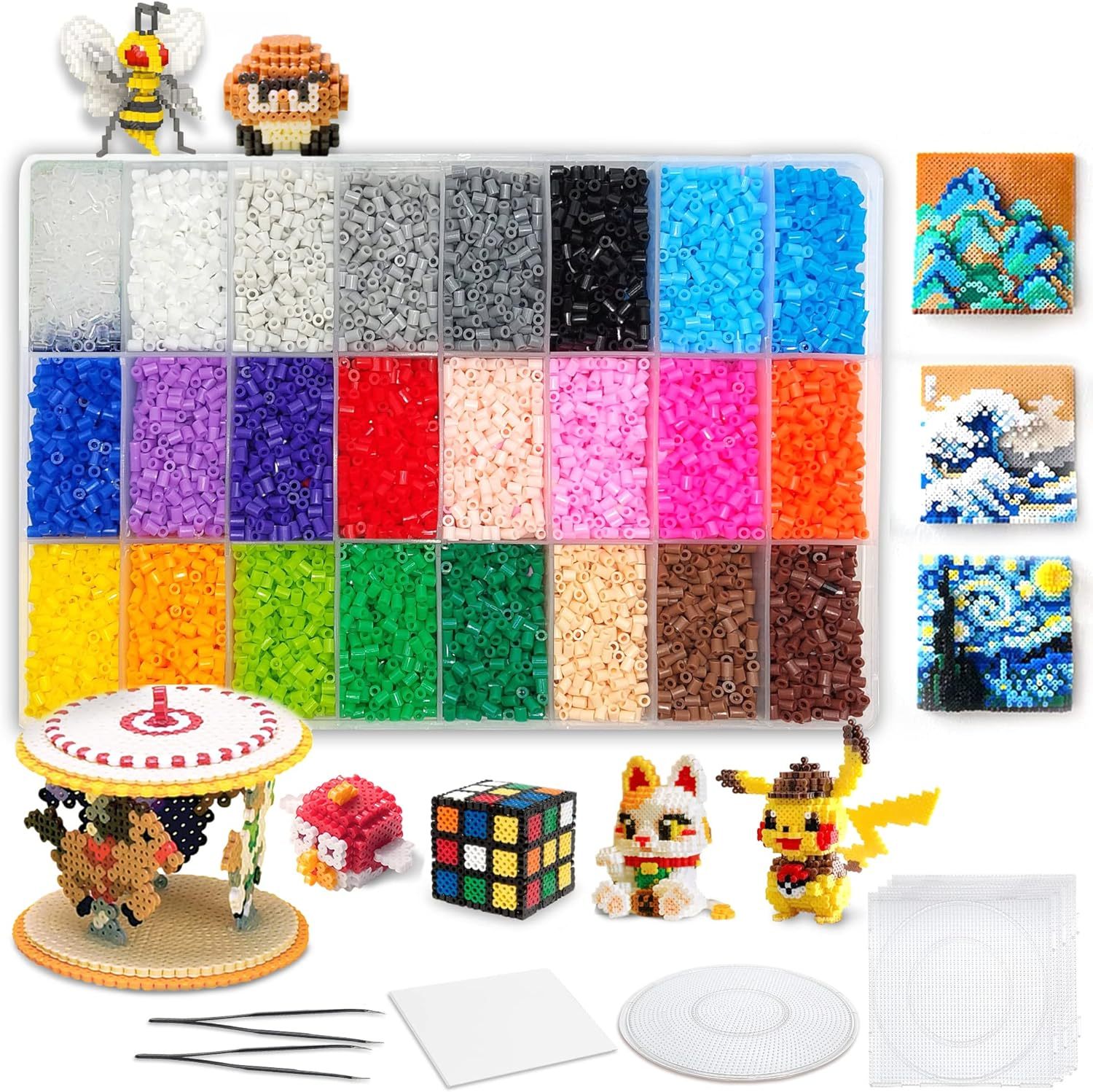 Wholesale 24 Colors 5mm/2.6mm Mini Hama Perler Beads Children Educational Learning Toys Custom Logo Fuse Ironing Beads Kit