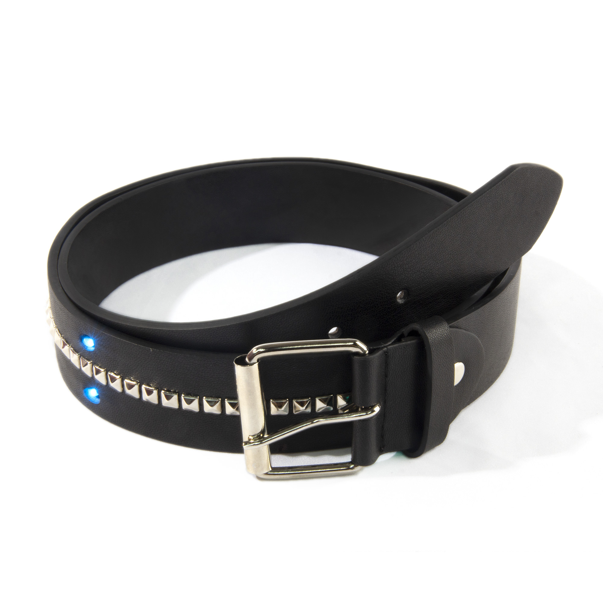 Punk Leather Belt Studded Square Beads Rivet Belt Metal Pyramid LED light Belt for Party