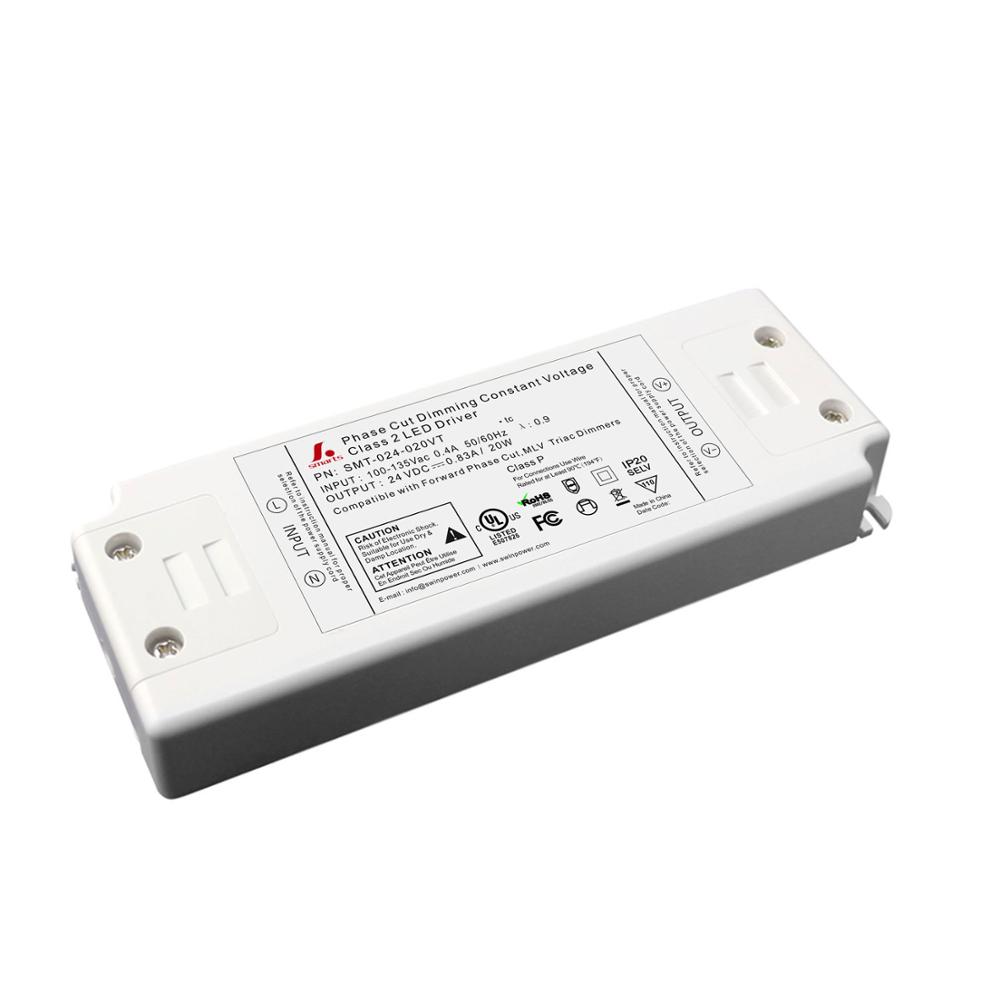 5 лет гарантии 24 В 20 Вт triac Диммируемый светодиодный драйвер постоянного напряжения для светодиодного освещения