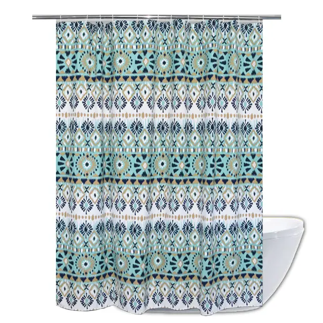 Chinese Supplier Microfiber Fabric OEM Custom Printed Retro Shower Curtain