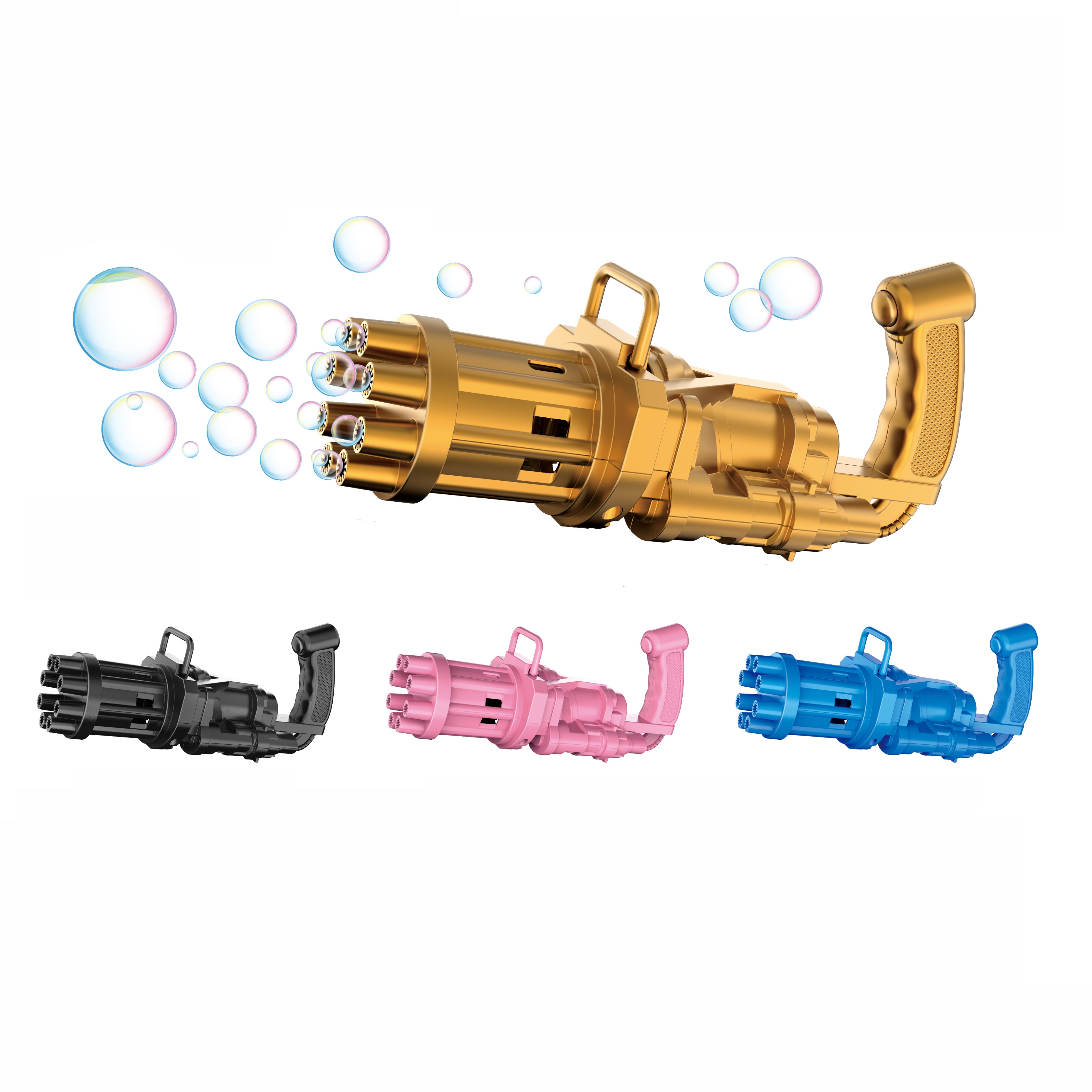 New Electric Battery Plastic Gatlin Bubble Machine Spray Gun Toy for Kids