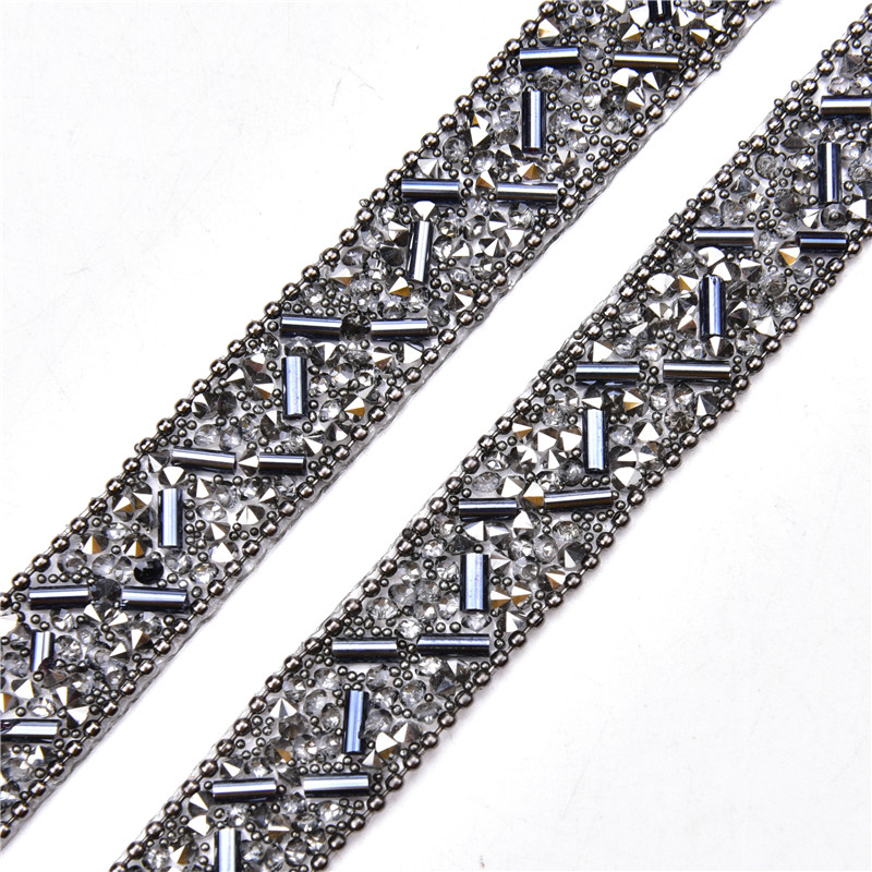 Bead For Garments Trimming Hotfix Cheap Cube Custom Iron On rhinestone bead trim