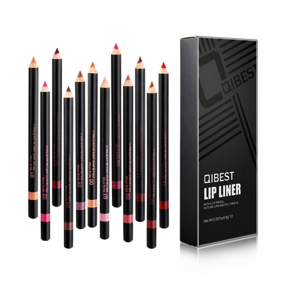 Набор для губ Qibest Lipliner с логотипом на заказ, набор из 12 контурных карандашей для губ