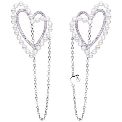 2022 designer fashion heart tassels pearl stud earrings for women