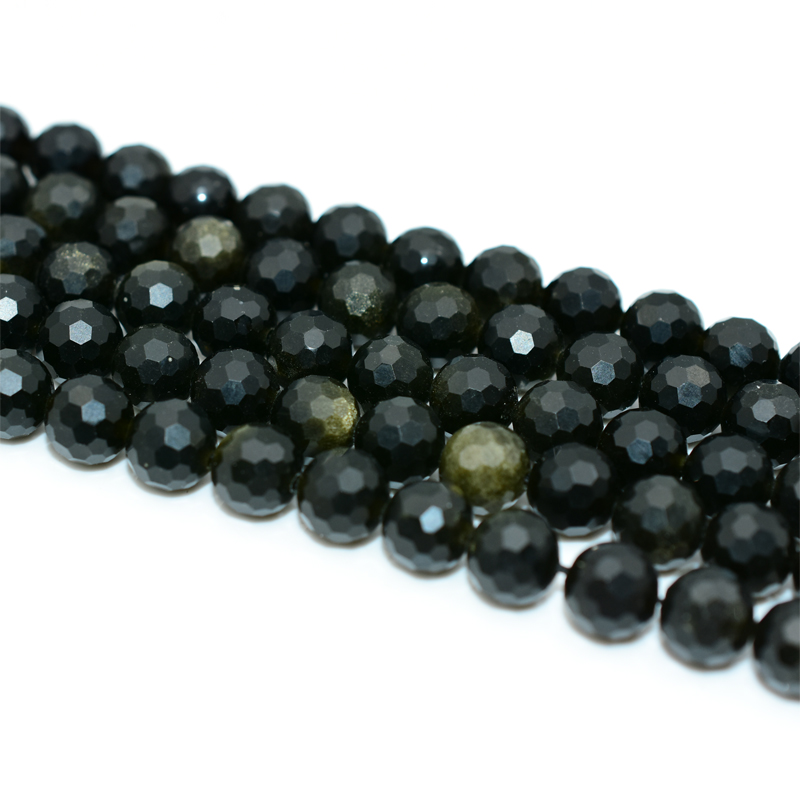 Trade Insurance 8mm High Quality Natural Stone 128 Faceted Gold Obsidian Loose Beads