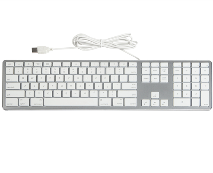 Полноразмерная алюминиевая проводная USB-клавиатура для Mac