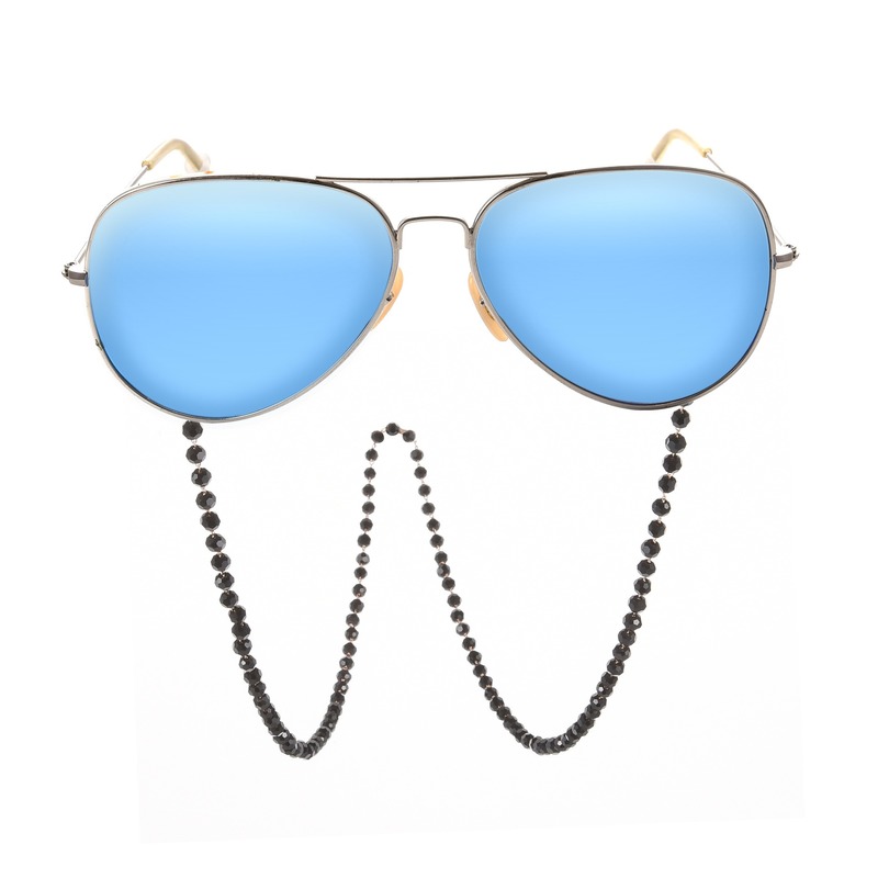 Handmade Black Crystal Bead Chain Reading Glasses Chain Women Sunglasses Chain