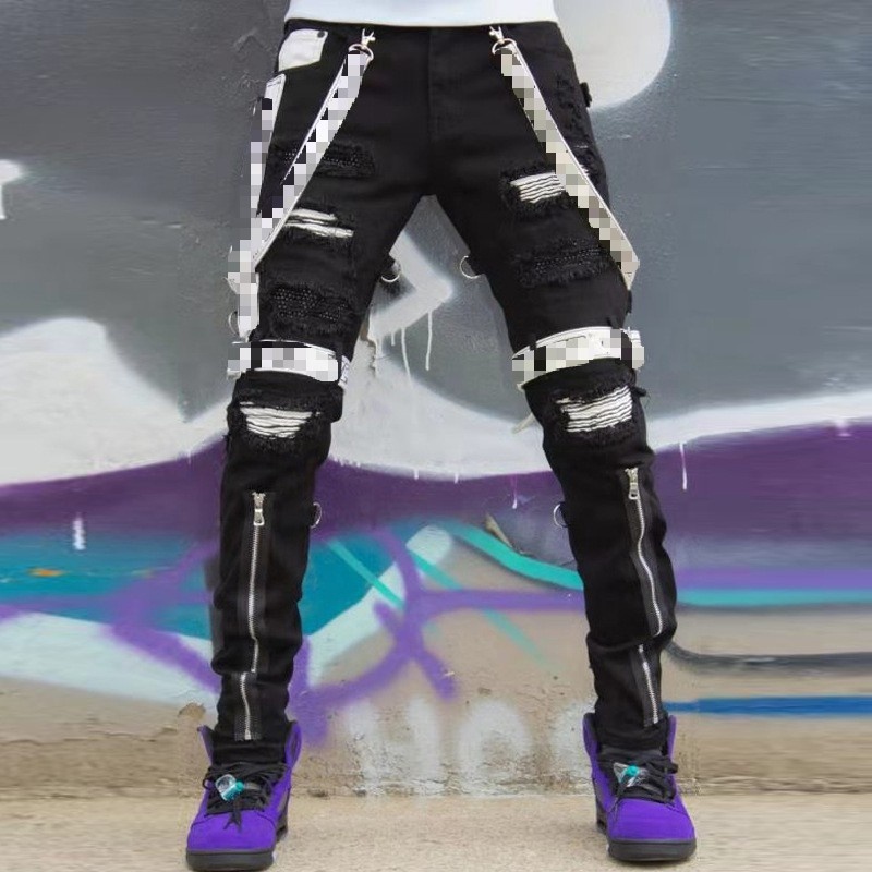 RX-630 Streetwear S-3XL plus size hip hop ripped denim pants for man fashion baggy jeans