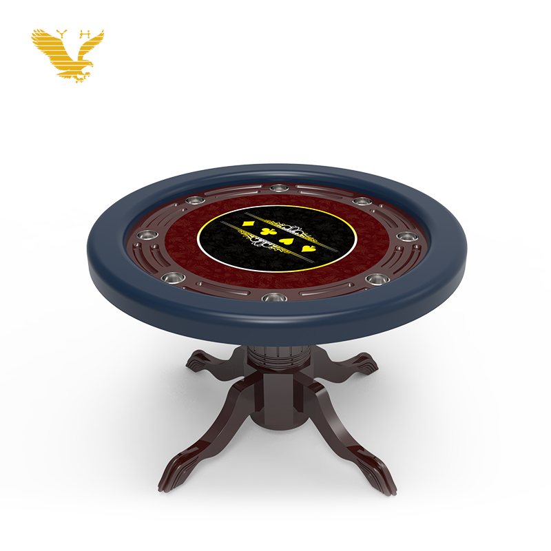 YH 48/56 Inch High Quality Round Texas Poker Table With Chips Tray Steel Cup